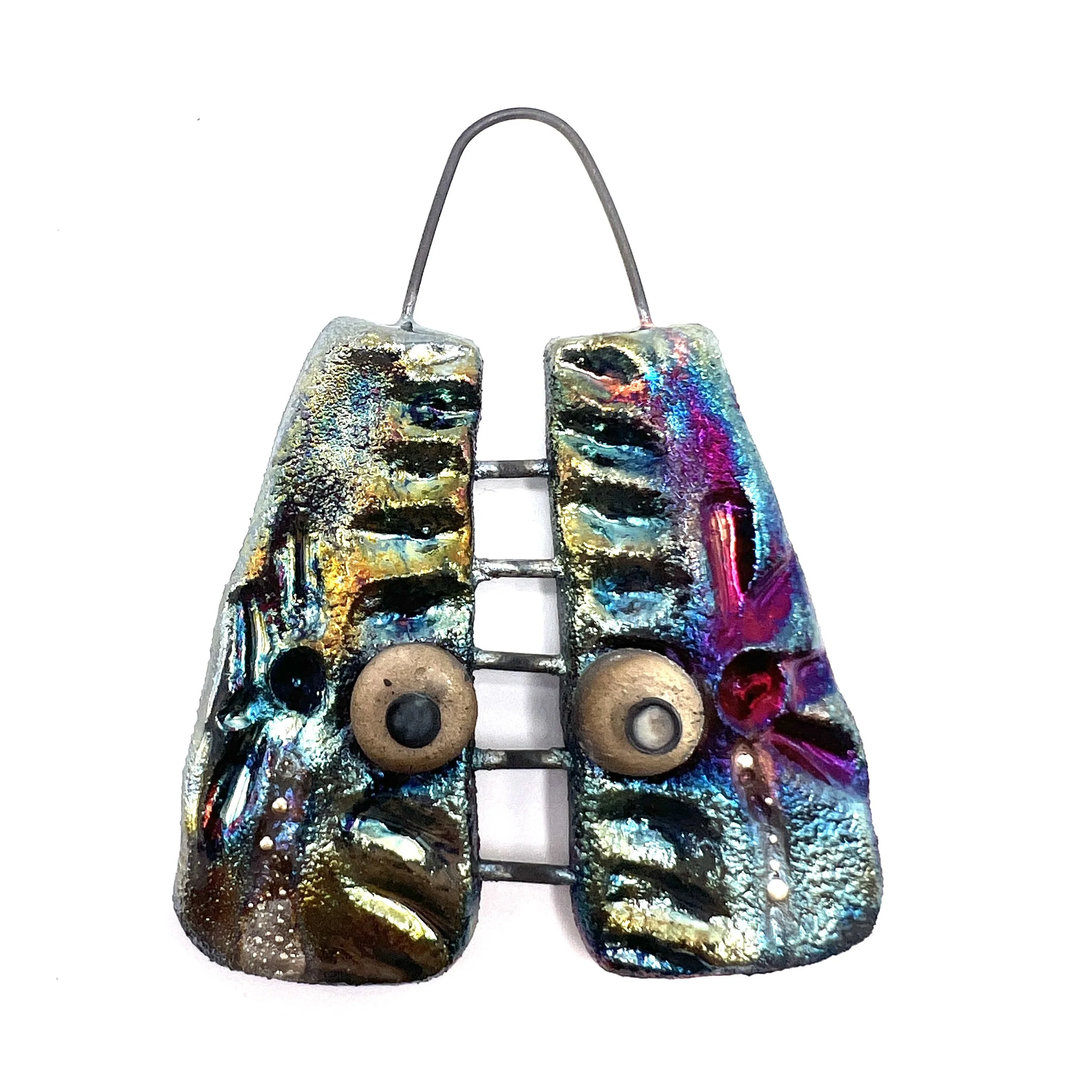Raku Bird Bird with Legs Ceramic Pendant Raku Jewelry